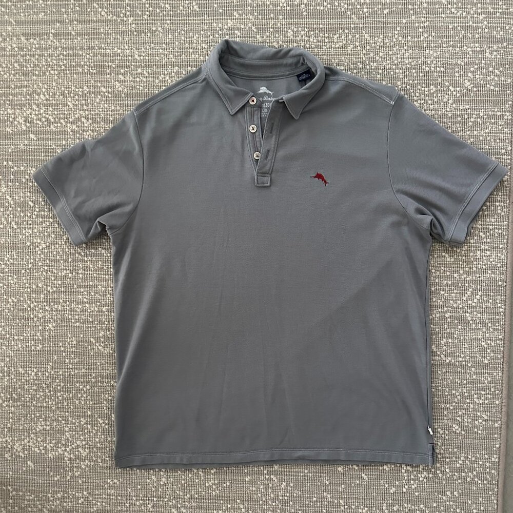 Tommy Bahama Island ZONE Grey Polo Shirt Size L/G